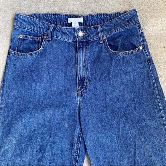 H&M High Rise Baggy Wide Leg Blue Jeans Relaxed Fit Size 10 - Picture 3 of 13